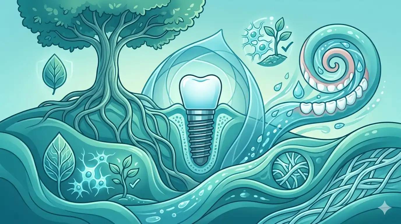 Osteointegración del implante dental con tejido óseo saludable