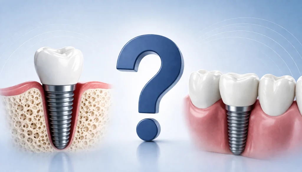 Imagen informativa sobre 10 verdades de los implantes dentales, destacando su funcionamiento, durabilidad y beneficios en la rehabilitación oral.